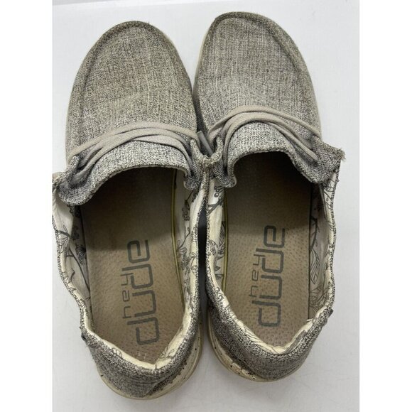 Hey Dude L Linen Gray Women's Size 9 Iron Slip On Casual Comfort Shoes - Picture 7 of 9